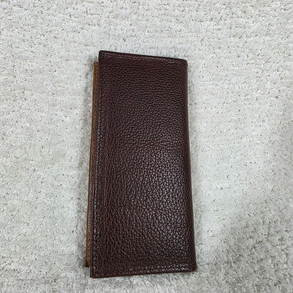 Mens Cowboy Brown & Honey Brown Leather Rodeo Style Wallet Contrast Stitching